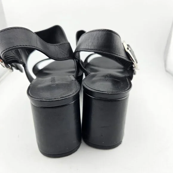 Camera Platform Sandals | Black Faux Leather | Women’s Size 8 - Picture 3 of 10